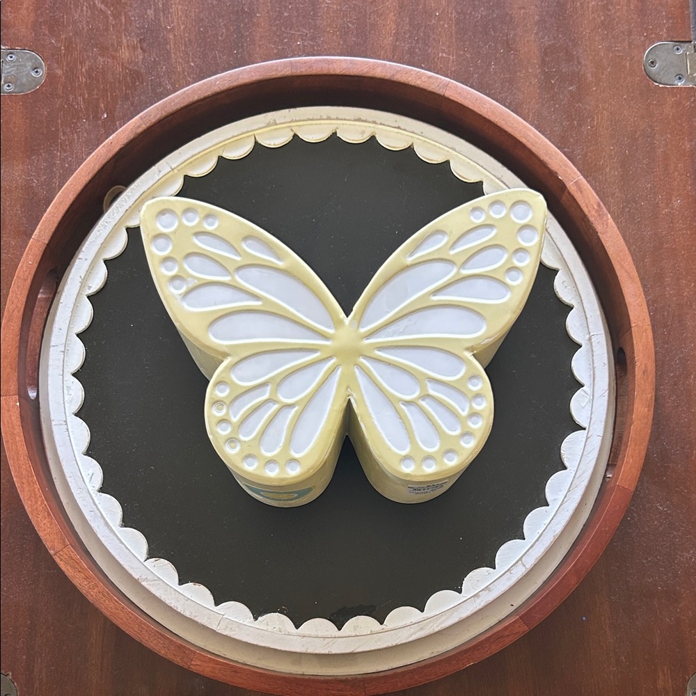 Yellow + White Butterfly Shape Sunny Club Outdoor Metal Planter NEW